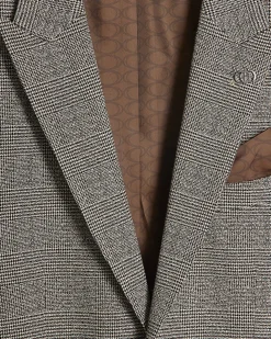 Grey Slim Fit Check Suit Jacket