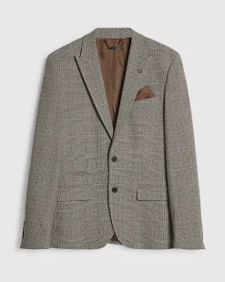 Grey Slim Fit Check Suit Jacket
