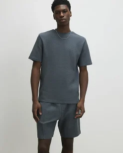 Grey Slim Fit Cotton Textured T-Shirt Set