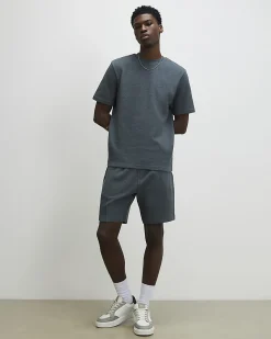 Grey Slim Fit Cotton Textured T-Shirt Set