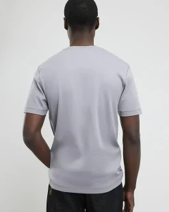 Grey Slim Fit Interlock Cotton T-Shirt