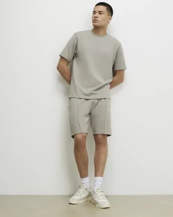 Grey Slim Fit Interlock Shorts