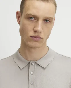 Grey Slim Fit Knitted Polo Shirt