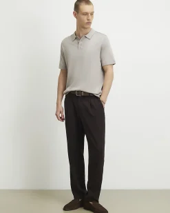 Grey Slim Fit Knitted Polo Shirt
