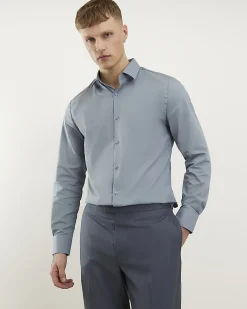 Grey Slim Fit Long Sleeve Shirt