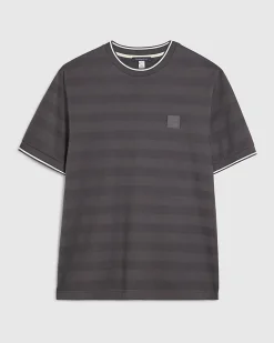 Grey Slim Fit Luminis Badge Stripe T-Shirt