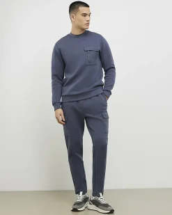 Grey Slim Fit Nylon Pocket Sweatshirt