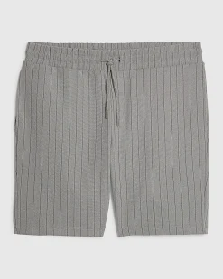 Grey Slim Fit Pinstripe Shorts