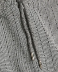 Grey Slim Fit Pinstripe Shorts