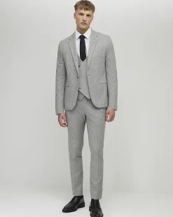 Grey Slim Fit Puppytooth Waistcoat