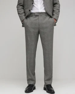 Grey Slim Fit Stretch Check Trousers