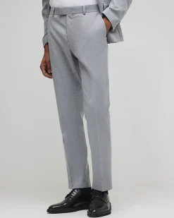 Grey Slim Fit Stretch Textured Suit Trousers