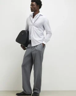 Grey Slim Fit Stripe Shirt