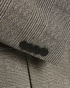 Grey Slim Fit Textured Check Waistcoat