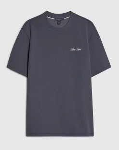 Grey Slim Fit Textured Crew Neck T-Shirt