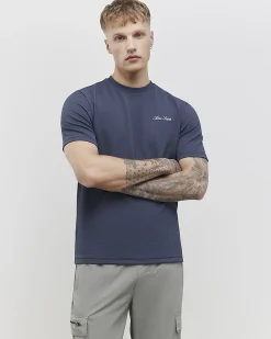 Grey Slim Fit Textured Crew Neck T-Shirt