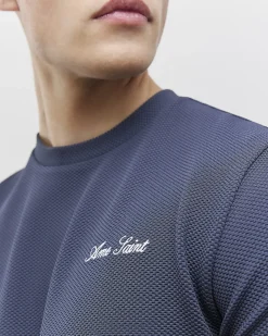 Grey Slim Fit Textured Crew Neck T-Shirt