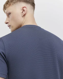 Grey Slim Fit Textured Crew Neck T-Shirt
