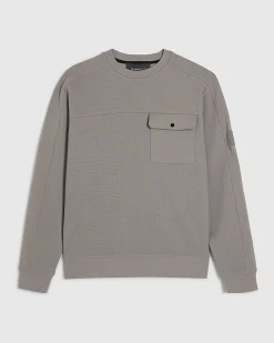 Grey Slim Fit Waffle Pocket Sweatshirt