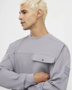 Grey Slim Fit Waffle Pocket Sweatshirt