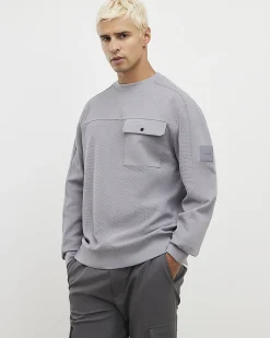 Grey Slim Fit Waffle Pocket Sweatshirt