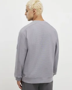 Grey Slim Fit Waffle Pocket Sweatshirt