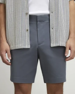 Grey Slim Longer Length Stretch Chino Shorts