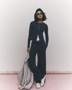 Grey Soft Touch Wide Leg Trousers