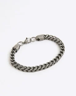 Grey Steel Gunmetal Chunky Bracelet