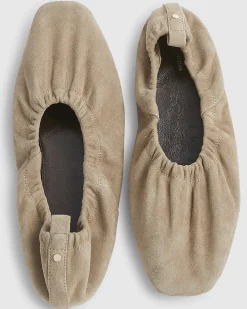 Grey Suede Elastic Ballet Pumps