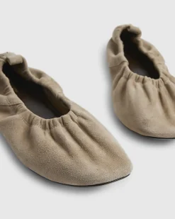 Grey Suede Elastic Ballet Pumps
