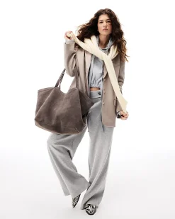 Grey Tailored Jersey Wide Leg Trousers