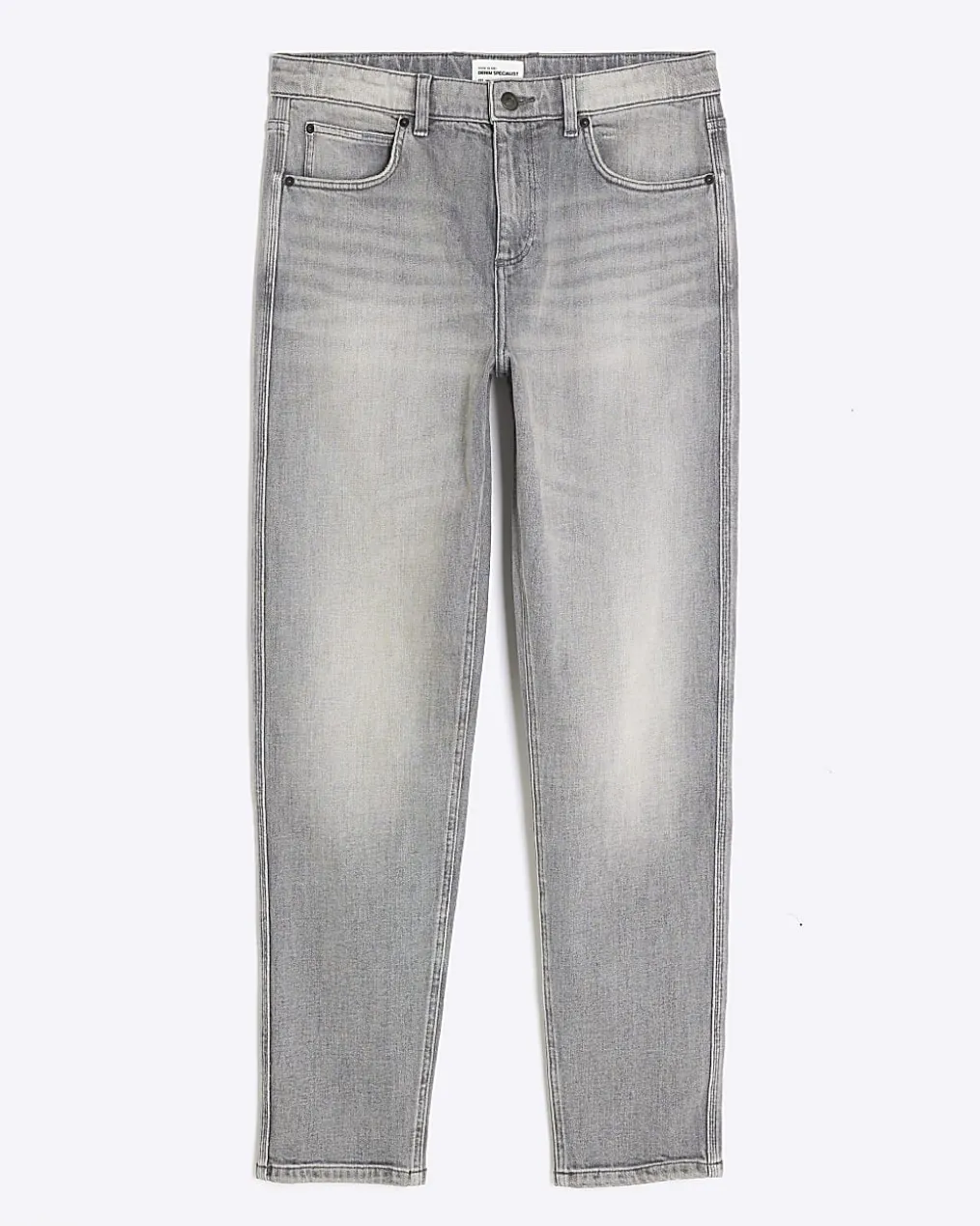 Grey Tapered Fit Stretch Jeans