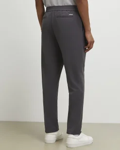Grey Textured Slim Fit Trousers