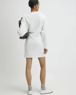 Grey Tie Front Mini Sweatshirt Dress