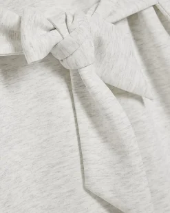 Grey Tie Front Mini Sweatshirt Dress