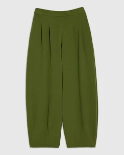 Khaki Balloon Leg Pleated Trousers