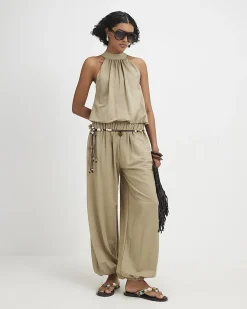 Khaki Balloon Leg Trousers