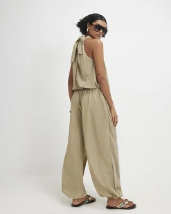 Khaki Balloon Leg Trousers