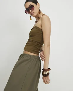 Khaki Bandeau Top
