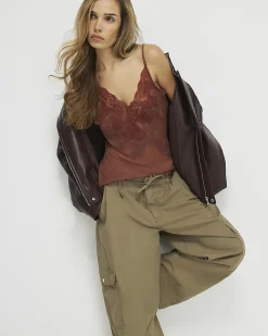 Khaki Barrel Leg Cargo Trousers