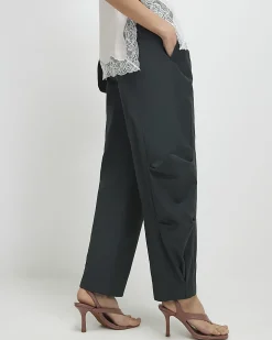Khaki Barrel Leg Trousers