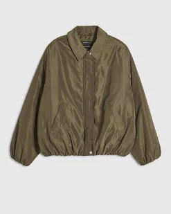 Khaki Bubble Hem Bomber Jacket