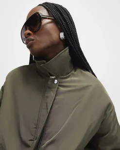Khaki Bubble Hem Bomber Jacket