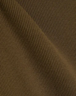 Khaki Cap Sleeve Ribbed Midi Dress