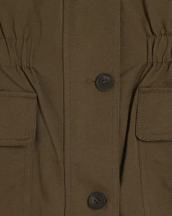 Khaki Cotton Blend Funnel Neck Jacket