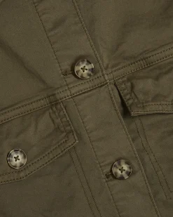 Khaki Cotton Blend Stretch Fitted Jacket