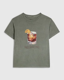 Khaki Cotton Negroni Embellished T-Shirt