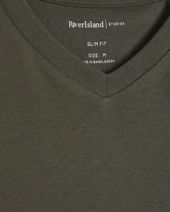 Khaki Essential Slim Fit V Neck T-Shirt