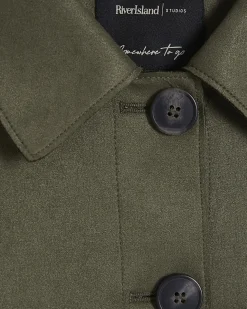 Khaki Faux Suede Overshirt